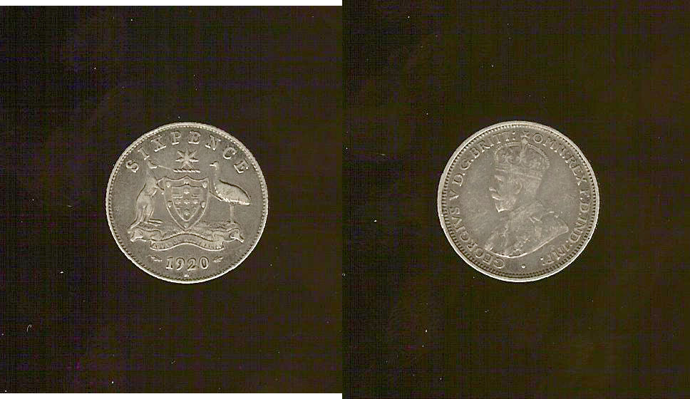 AUSTRALIE 6 Pence Georges V 1920 TTB